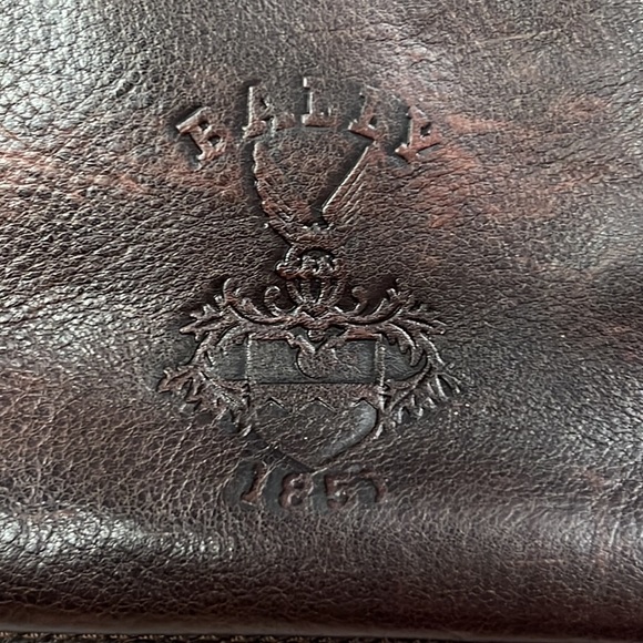 BALLY Leather Flat Messenger Bag Men Unisex Durable Large Dark Brown Auth. - Picture 10 of 17